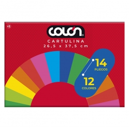 Cartulina 14 Pliegos 12 Colores 26,5 x 37,5 CM