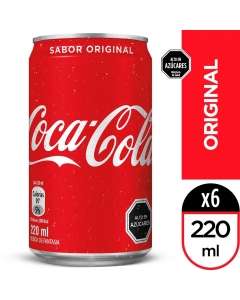 Bebida Lata Coca Cola Original Pack 6 UND 220 ML