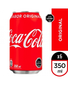 Bebida Lata Coca Cola Original Pack 6 UND 350 ML