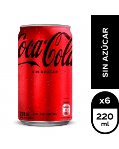 Bebida Lata Coca Cola Sin Azucar Pack 6 UND 220 ML