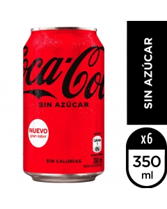 Bebida Lata Coca Cola Sin Azucar Pack 6 UND 350 ML