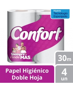 Papel Higienico Bajo Metraje HD Blanco 30 MT x 4 Rollos