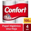 Papel Higienico Bajo Metraje HS Blanco 100 MT x 4 Rollos
