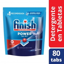 Detergente Tabletas Finish Power All in 1 Max - 80 Und