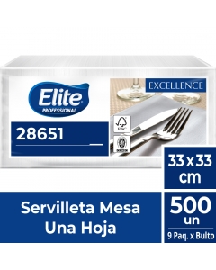 Servilleta Mesa HS Ext Blanca Excellence 33 x 33 CM 500 Hjs x 1 Pqtes