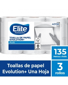 Toalla de Papel Alto Metraje HS Evolution Plus 135 MT x 3 Rollos