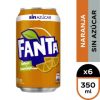 Bebida Lata Fanta Sin Azucar Pack 6 UND 350 ML