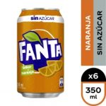 Bebida Lata Fanta Sin Azucar Pack 6 UND 350 ML