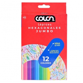 Lápices de Colores Hexagonales Jumbo 12 Und