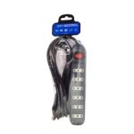Alargador Multiple de 6 Tomas Color Negro Con Interruptor 3 MT