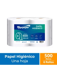 Papel Higienico Alto Metraje HS Blanco 500 MT x 6 Rollos