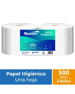 Papel Higienico Alto Metraje HS Blanco 500 MT x 4 Rollos
