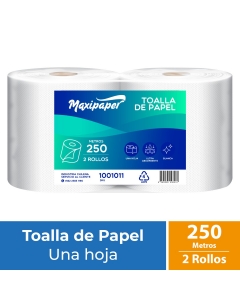 Toalla de Papel Alto Metraje HS Blanca 250 MT x 2 Rollos