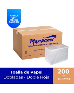 Toalla de Papel Interfoliada HD Blanca 200 Hjs x 18 Pqtes