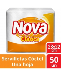 Servilleta Mesa HS Coctel Blanca 23 x 22 CM 50 Hjs x 1 Pqtes