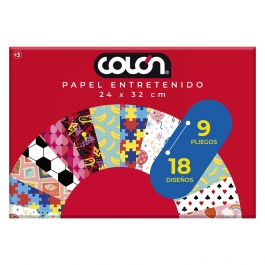 Papel Entretenido 9 Pliegos 18 Diseños 24 x 32 CM