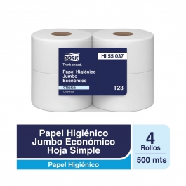 Papel Higiénico Alto Metraje H/S Económico 500 MT x 4 Rollos