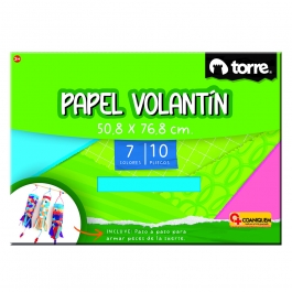 Papel Volantín Imagia 10 Pliegos 7 Colores 50,8 x 76,8 CM