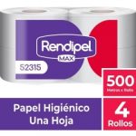 Papel Higienico Alto Metraje HS 500 MT x 4 Rollos