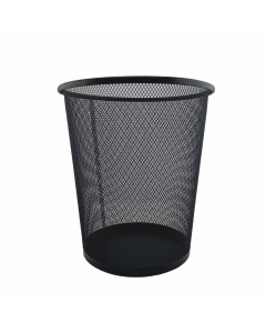 Basurero Papelero Redondo Malla Metalico Negro