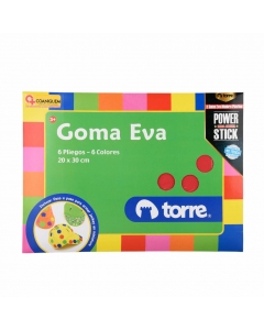 Bolson Goma Eva 6 Pliegos 6 Colores 20 x 30 CM
