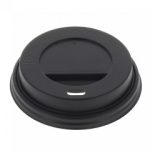 Tapa Plastica Negra 50 UND Para Vaso Desechable 240 ML 8 Oz