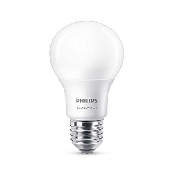 ampolleta-philips-led-sceneswitch-fr-o-c-lido-e27- Ampolleta Philips LED Sceneswitch FRÍO/CÁLIDO E27 Blanca Empavonada 9,5-70W 3000 y 6500K A60 220V - Imagen 1