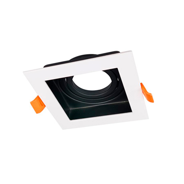 foco-cuadrado-bisel-blanco-reflector-negro-1-gu10- Foco Cuadrado Bisel Blanco Reflector Negro 1*GU10 105*105MM IP20 220V. no Incluye Ampolleta - Imagen 1