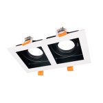 Foco Cuadrado Bisel Blanco Reflector Negro 2*GU10 105*195MM IP20 220V. no Incluye Ampolletas