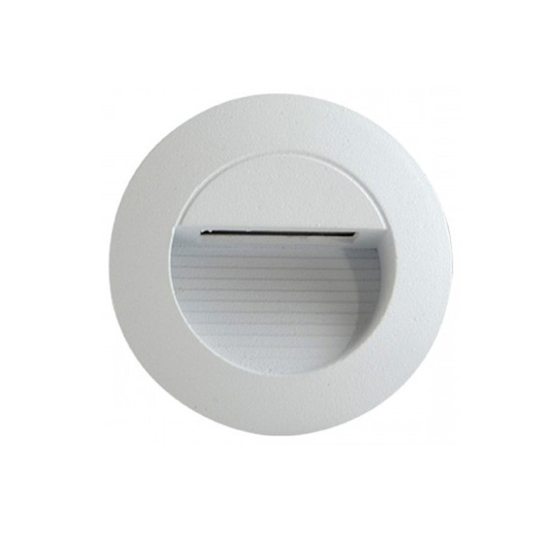 foco-empotrado-a-muro-circular-led-1-2w-2700-k-ca Foco Empotrado a Muro Circular LED 1,2W 2700°K, Carcasa Color Blanco, 220V, IP44 - Imagen 1