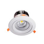 Foco Spot Dirigible Empotrado a Cielo, Bisel Blanco, 25W LED COB Sharp, 3.000°K, 220V, 24° de Apertura, Ø142*H118 Mm