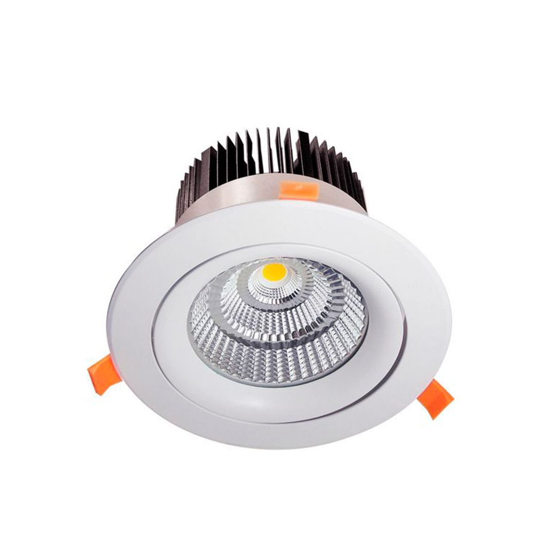foco-spot-dirigible-empotrado-a-cielo-bisel-blanc Foco Spot Dirigible Empotrado a Cielo, Bisel Blanco, 25W LED COB Sharp, 3.000°K, 220V, 24° de Apertura, Ø142*H118 Mm - Imagen 1