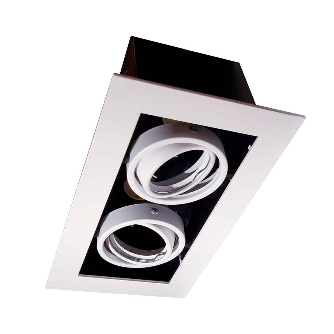 foco-tipo-puzzle-empotrado-cielo-gris-2xgu10-m-x-5 Foco Tipo Puzzle Empotrado Cielo Gris 2XGU10 MÁX 50W Dimensiones 230*130*H90mm IP20 220V. no Incluye Ampolletas. - Imagen 1