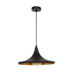 Luminaria Colgante Negro Garret Plato Dorado 1XE27 IP20 220V Dimensiones 17X36 CMS. no Incluye Ampolleta