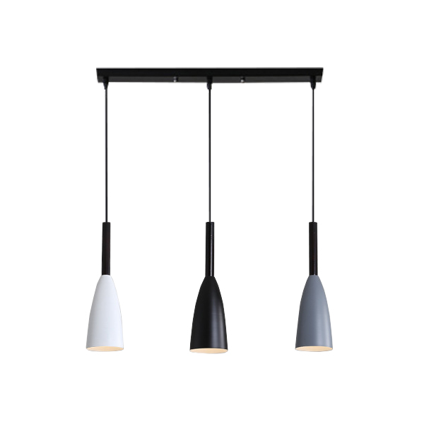 luminaria-colgante-trio-tipo-cono-horizontal-banea Luminaria Colgante Trio Tipo Cono Horizontal Baneauz 3XE27 IP20 220V Dimensiones 10X20 CMS. no Incluye Ampolleta - Imagen 1