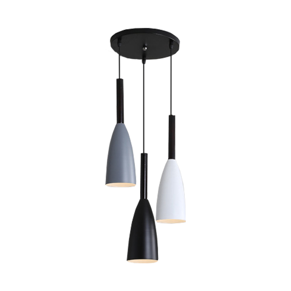 luminaria-colgante-trio-tipo-cono-vertical-baneauz Luminaria Colgante Trio Tipo Cono Vertical Baneauz 3XE27 IP20 220V Dimensiones 10X20 CMS. no Incluye Ampolleta - Imagen 1