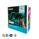 Pack 5 Metros Cinta RGB 7.2W/MT 12VDC Interior y Controlador Wifi RGB con Control y Fuente de Poder