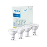 Pack de 4 Dicroicos LED Philips GU10 ECO Home 4.7W, 370 LM, 2.700°K, CRI80, 220-240V
