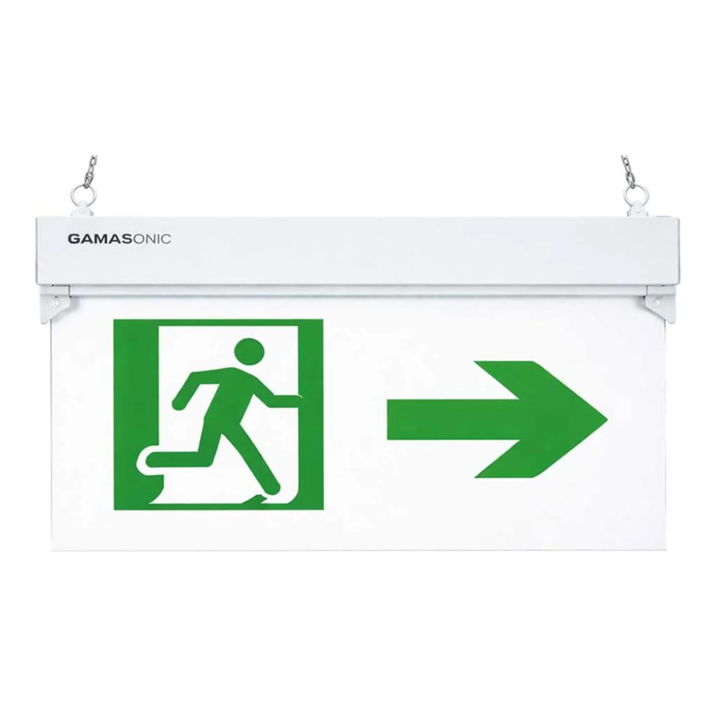 se-al-tica-emergencia-b-sica-gx05-5-leds-hombre-f Señalética Emergencia Básica GX05 5 Leds "HOMBRE-FLECHA", Letras Verdes Fondo Transp, IP43, 6 HRS de Autonomía, Montaje: Cielo, Muro, Bandera o Colgante con Cadenas, Incluye Accesorios - Imagen 1